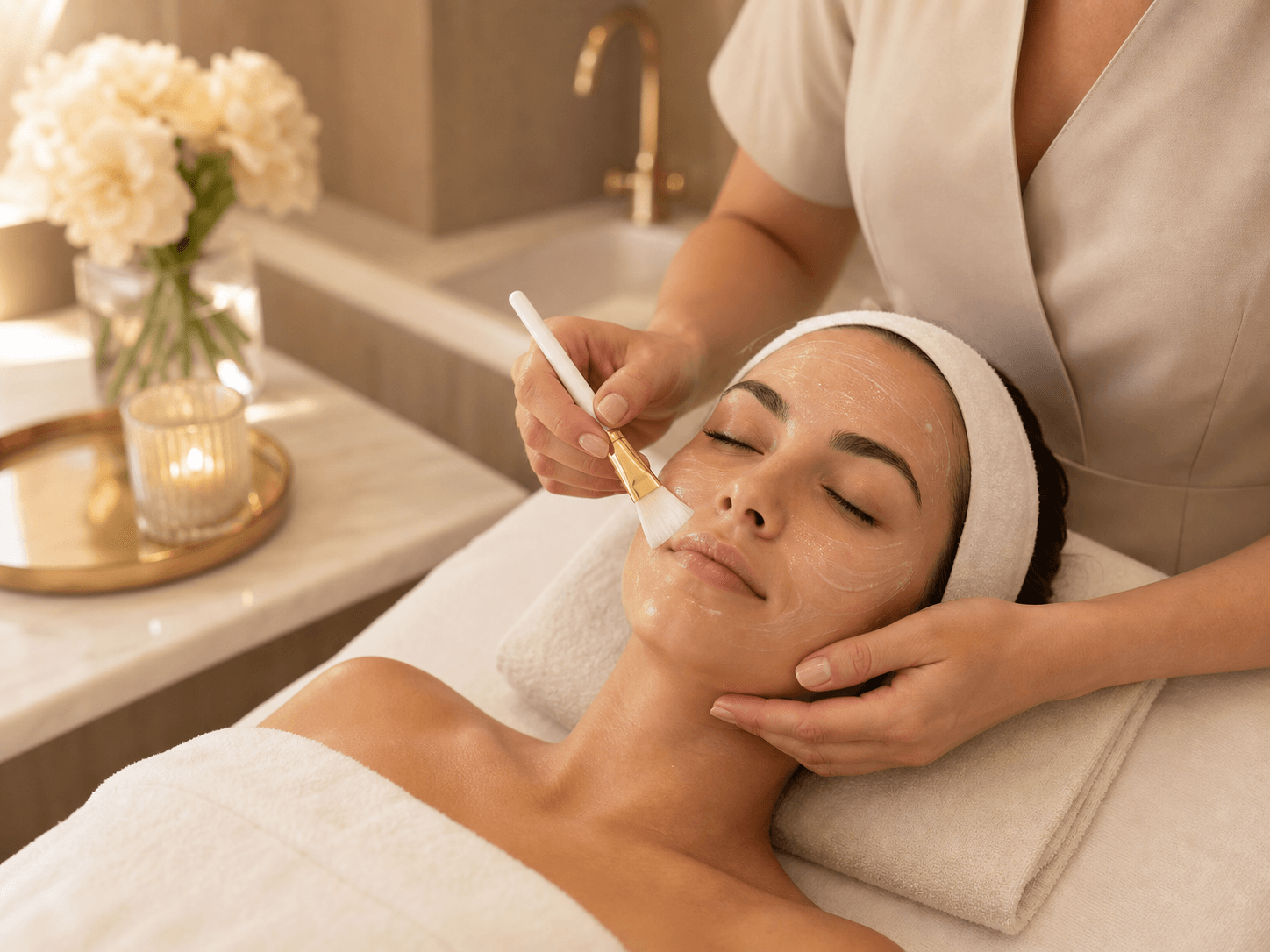 Kosmetik-Behandlung mit warmer Glow-Maske