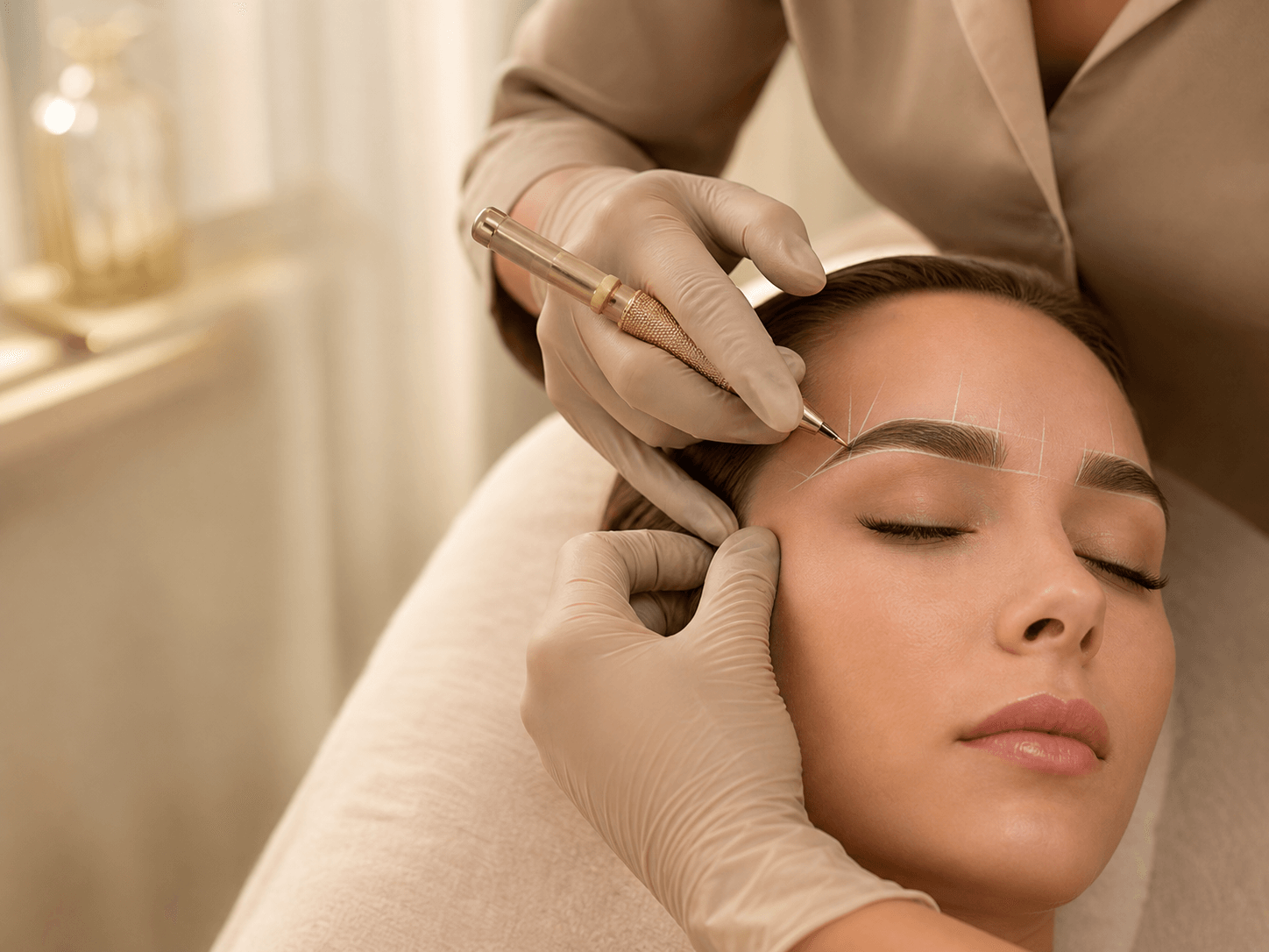 Permanent-Make-Up Behandlung mit präziser Augenbrauenzeichnung